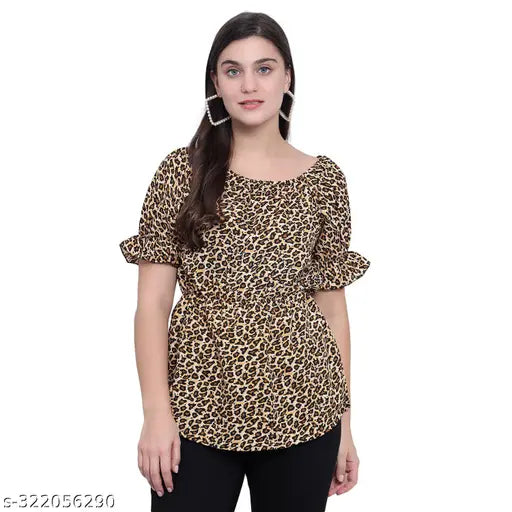 Nature Craft Multicolor Poly Crepe Floral Printed  Women Top