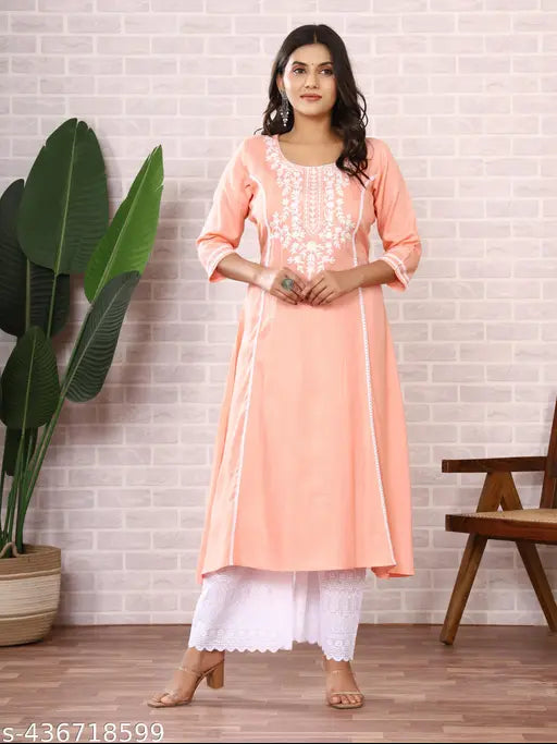 New Trendy Aari Work Stylish Rayon Embroidery Kurti