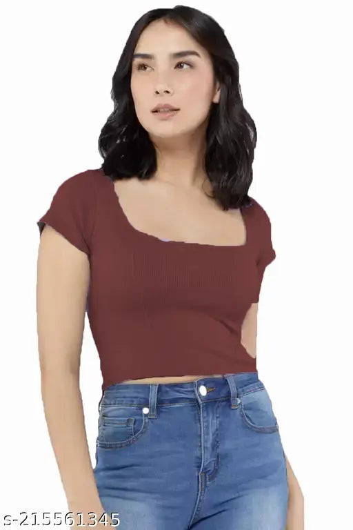 Beautiful Deep Neck Short Top