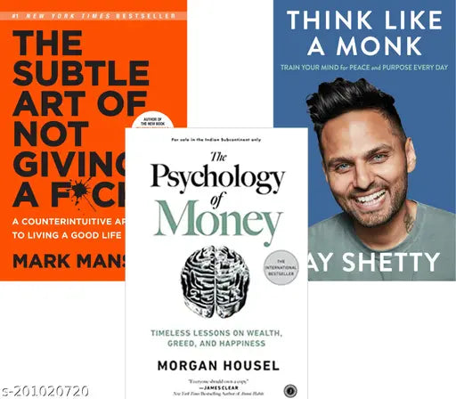 THE SUBTLE ART OF NOT GIVING BY MARK MANSON + THE PSYCHOLOGY OF MONEY BY MORGAN HOUSEL + THINK LIKE A MONK BY JAI SHETTY  COMBO BOOKS