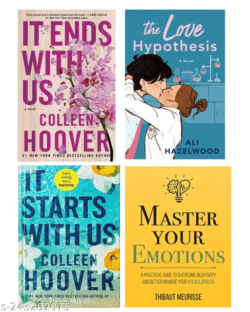 IT END WITH US BY COLLEEN HOOVER  + IT STARTS WITH US BY COLLEEN HOOVER  + THE LOVE HYPOTHESIS BY ALI HAZELWOOD  + MASTER YOUR EMOTIONS BY THIBAUT MEURISSE