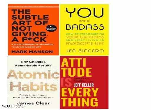 The Subtle Art of Not Giving a F*Ck+ You Are A Badass+ Atomic Habit +Attitude Is Everything (setnof 4 books) (ENGLISH  PAPERBACK)