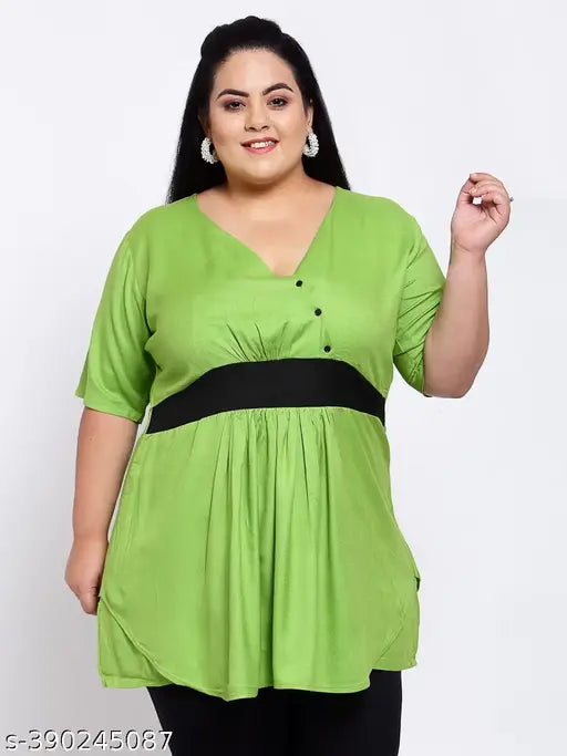FAZZN Plus Size Customizable Surplice Top (Green)