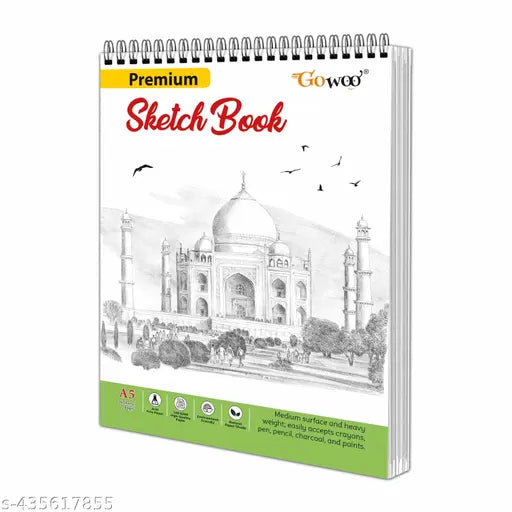 A5 Premium Sketch Book : 36 Sheets - (5.8 x 8.3 Inch) Top Spiral-Bound Sketchpad for Artists 140 GSM Paper Sketching and Drawing Paper for Doodling