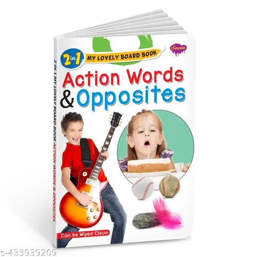Action Words and Opposites Book : Kids Learning Book  Action Word Book  Fun Educational Book  Two in One Book - Books for Kids.