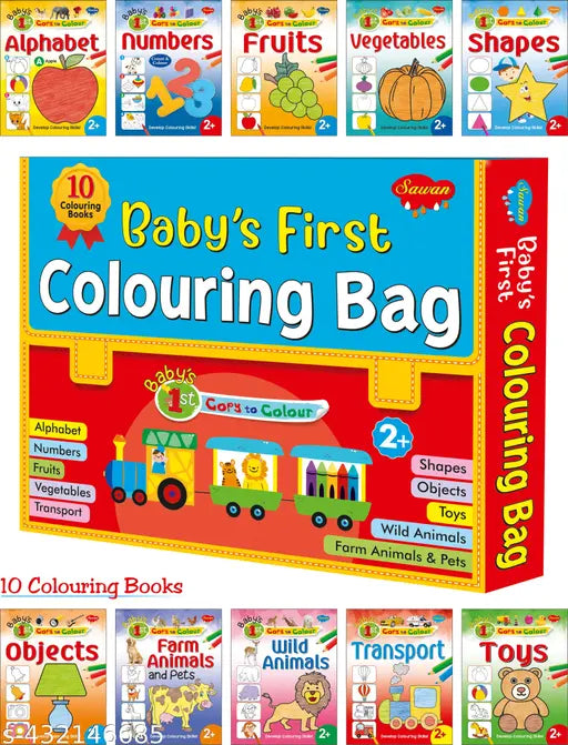 Baby First colouring bag for Kids : Colouring Book for Kids  Creative Colouring Book for Kids  Copy To Colour Colouring Bag for kids  Colouring Bag for Kids - Gift Set of 10 Colouring Books for Kids.