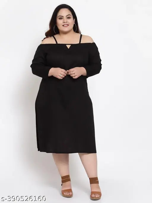 FAZZN Plus Size Knee-Length Rayon Dress with Spaghati Straps