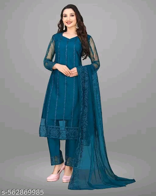 Net Kurti with dupatta and bottomwear