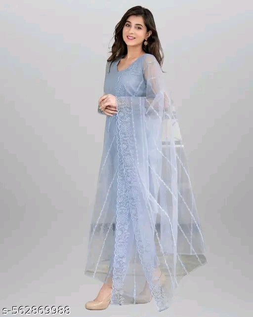 Net Kurti with dupatta and bottomwear