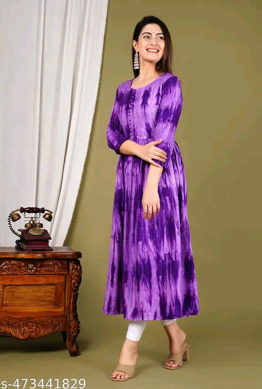 Dyed Semi Anarkali Plus Size Kurti