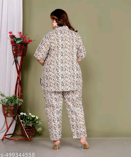 Cotton Plus Size cord set top with matching bottom
