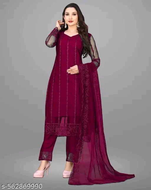 Net Kurti with dupatta and bottomwear