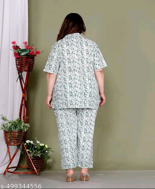 Cotton Plus Size cord set top with matching bottom