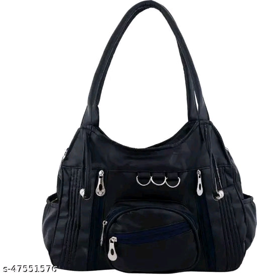 Woman's synthetic leather (PU) handbag with 2 Compartments