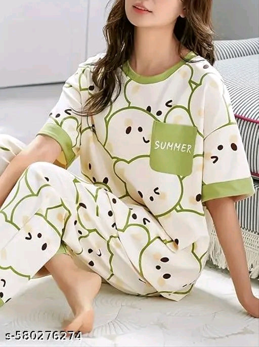 Woman's top bottom night suit set