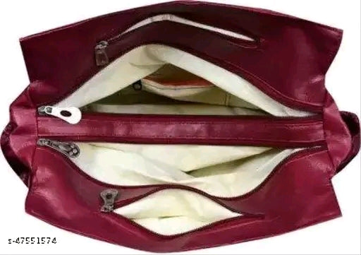 Woman's synthetic leather (PU) handbag with 2 Compartments
