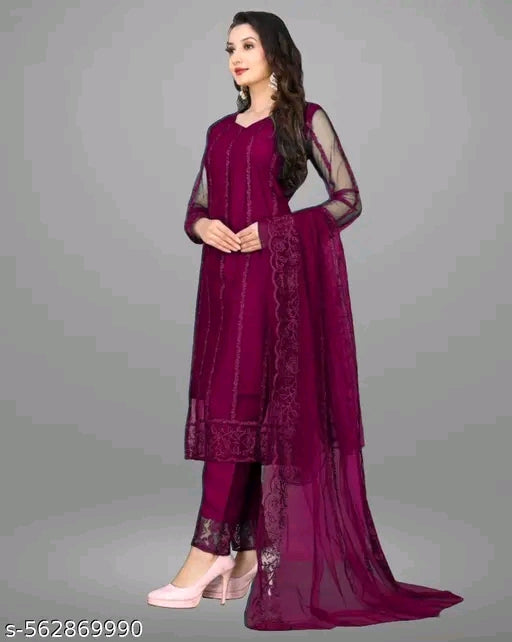 Net Kurti with dupatta and bottomwear