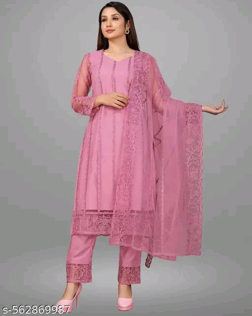 Net Kurti with dupatta and bottomwear