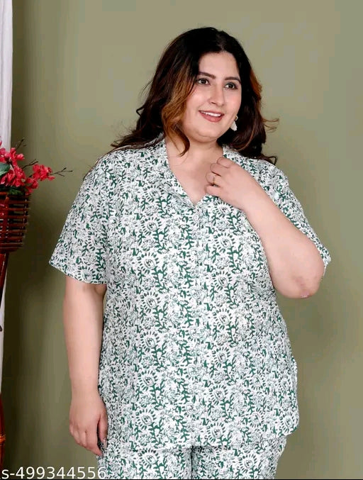 Cotton Plus Size cord set top with matching bottom