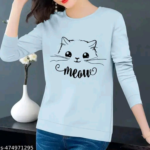 Womans full sleeves meow tshirts