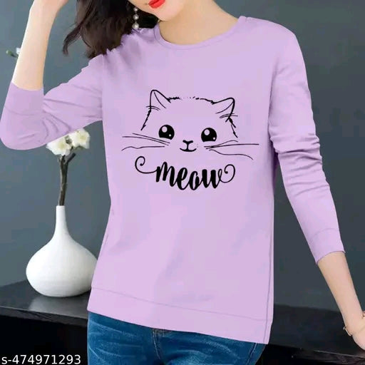 Womans full sleeves meow tshirts