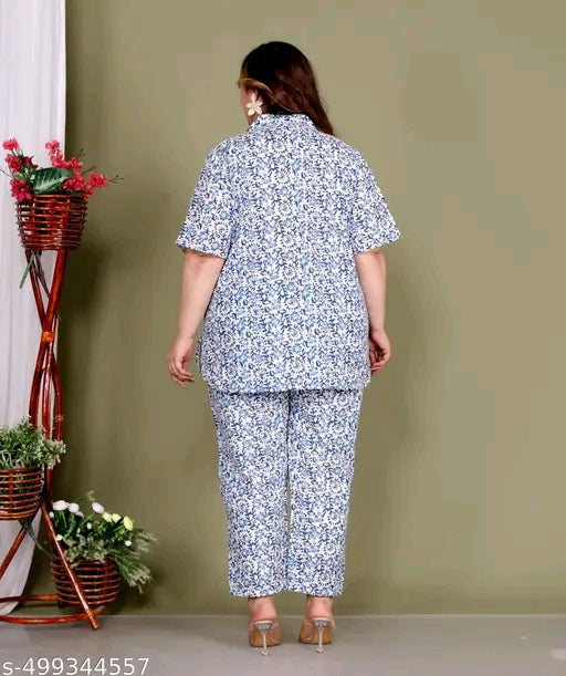 Cotton Plus Size cord set top with matching bottom