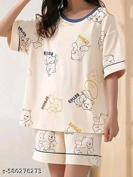 Woman's top bottom night suit set