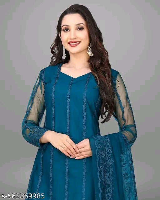 Net Kurti with dupatta and bottomwear