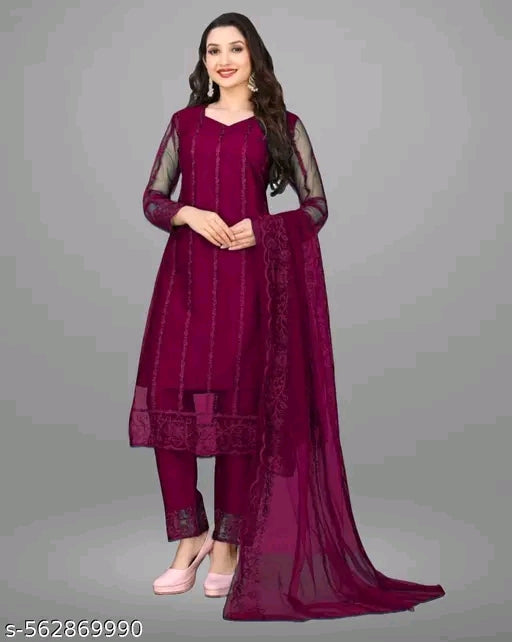 Net Kurti with dupatta and bottomwear