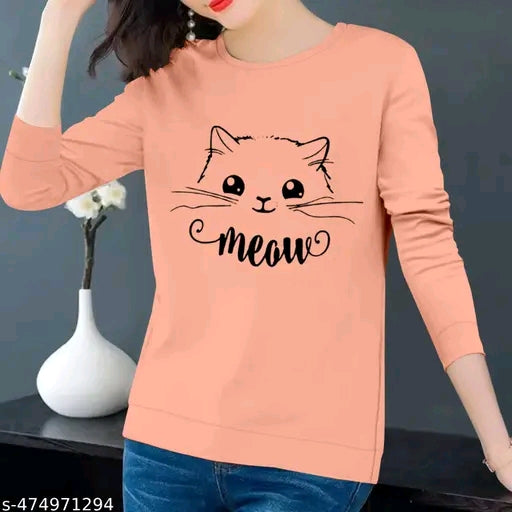 Womans full sleeves meow tshirts