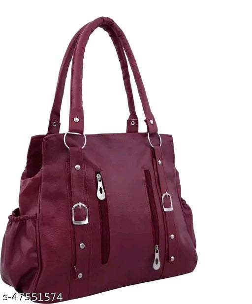Woman's synthetic leather (PU) handbag with 2 Compartments