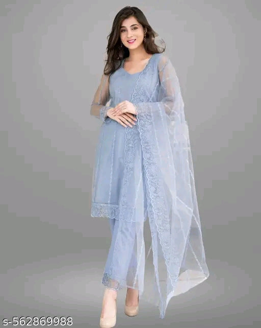 Net Kurti with dupatta and bottomwear