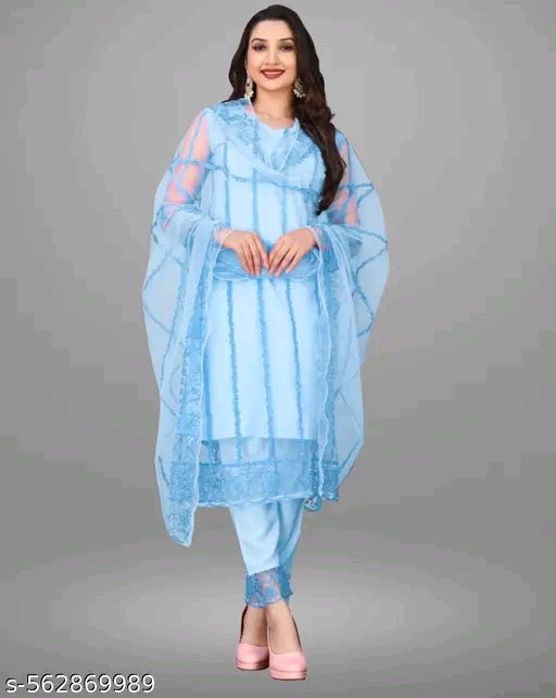 Net Kurti with dupatta and bottomwear
