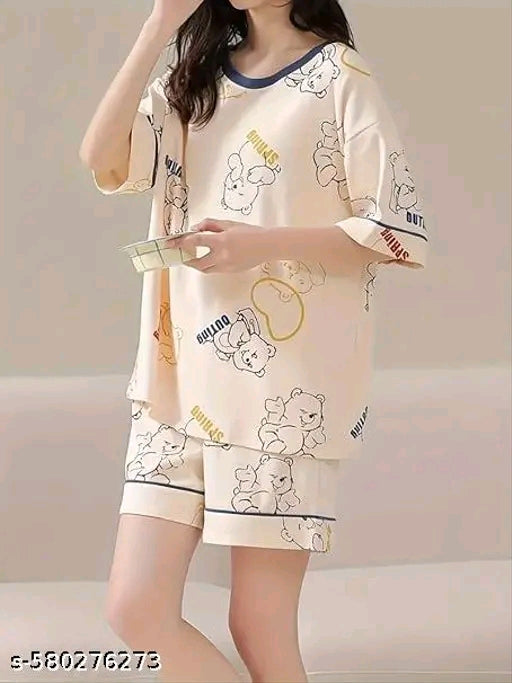 Woman's top bottom night suit set