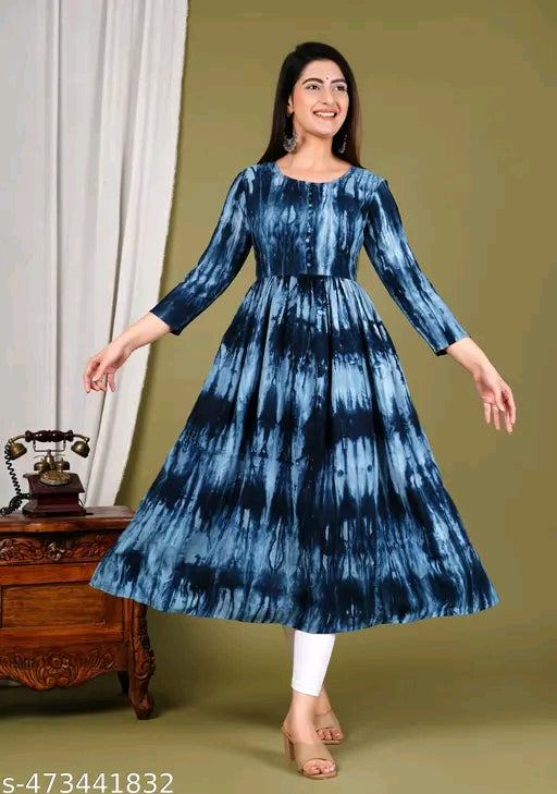 Dyed Semi Anarkali Plus Size Kurti