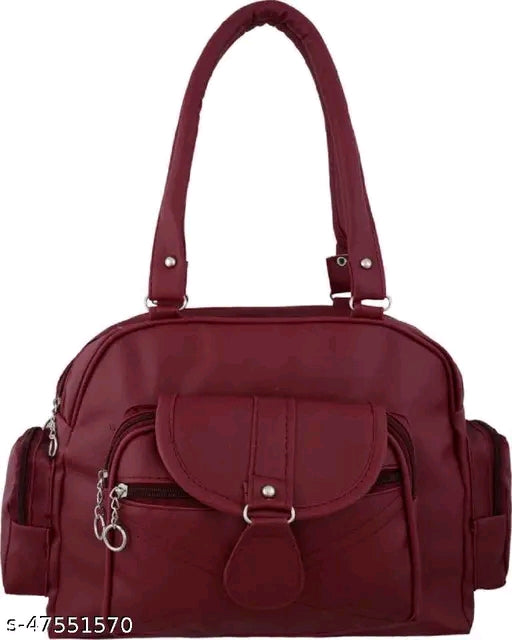 Woman's synthetic leather (PU) handbag with 2 Compartments