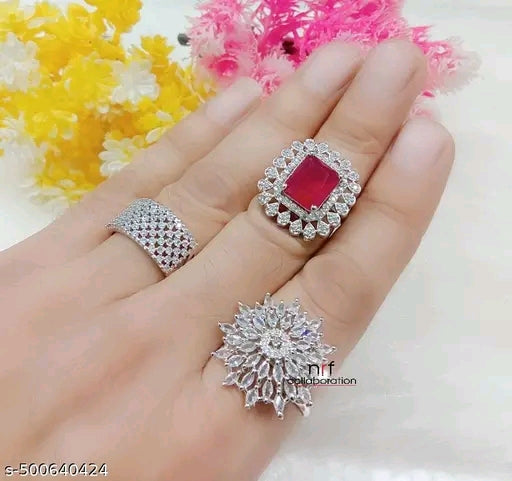 # Combo Set of 3 Elegant finger rings | Rings | American Diamonds | Buy 1 Get 2 Free Offer