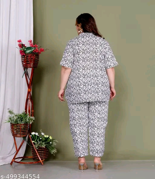 Cotton Plus Size cord set top with matching bottom