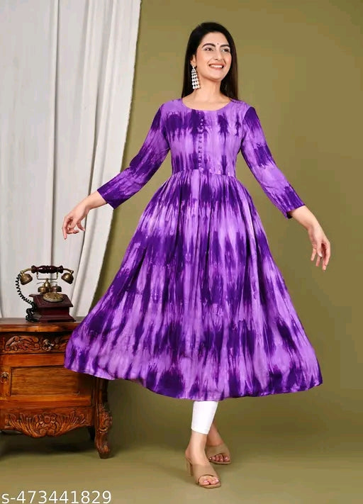 Dyed Semi Anarkali Plus Size Kurti
