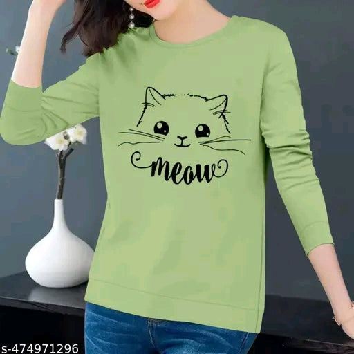 Womans full sleeves meow tshirts