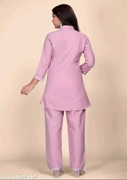 Plus size cotton silk co-ord set ( kurti with bottomwear)