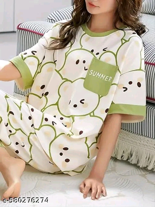 Woman's top bottom night suit set