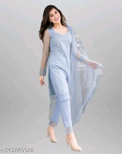 Net Kurti with dupatta and bottomwear