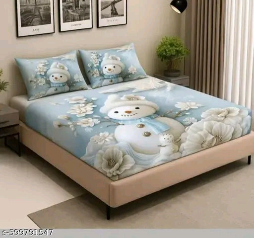 7D Printed Cotton Double Bedsheet with Matching Pillow Covers