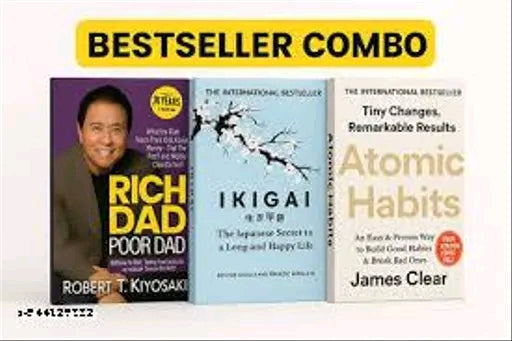 Combo of 3 Rich Dad Poor Dad, Ikigai and Atomic Habits