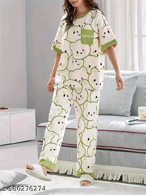 Woman's top bottom night suit set
