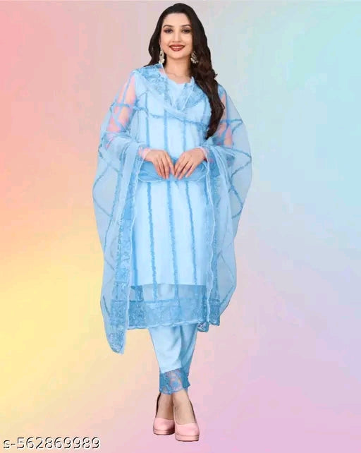 Net Kurti with dupatta and bottomwear