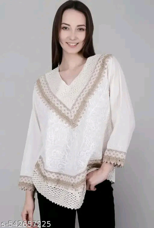 Cotton Embroidered Long Sleeves stylist top