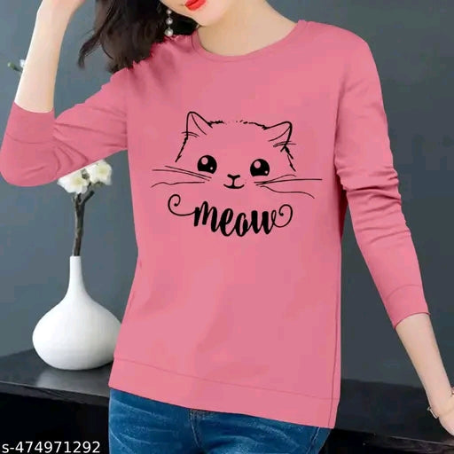 Womans full sleeves meow tshirts