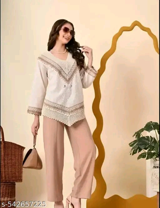 Cotton Embroidered Long Sleeves stylist top